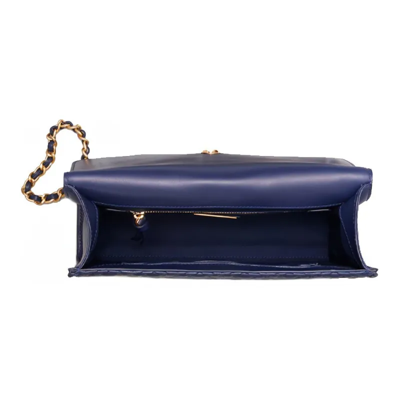 TORY BURCH Fleming Sheepskin Flap Shoulder Bag Crossbody Bag Medium Size Women's Marine Blue-3