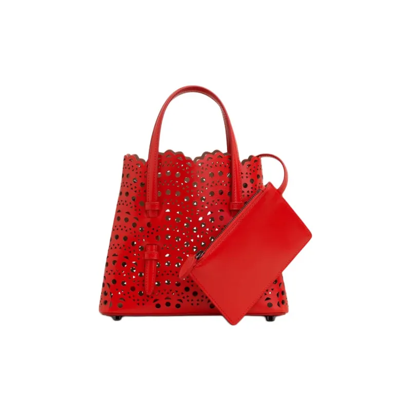 Alaia Calfskin Handbag Women's Red-3