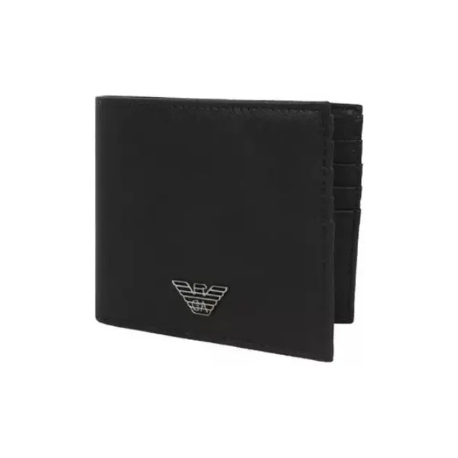 EMPORIO ARMANI Polyamide Leather Card Holder, Wallet Regular Men's Black-3