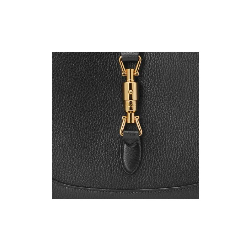 GUCCI Jackie 1961 Grained Leather Crescent Shoulder Bag Shoulder Bag Small Size Women's Black-8