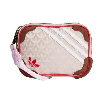 Adidas Originals Recycled Polyester Jacquard One Shoulder Handheld Crossbody Bag Women's Taupe Brown Scarlet
