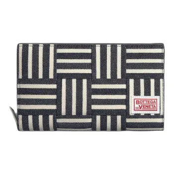 Bottega Veneta Cotton Denim Wallet Men's Marine Blue & White