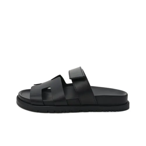 HERMES Chypre Rubber Sole Slide Slippers Men's Black