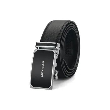 MEXICAN Double Fold Multiple Card Slots Wallet With Automatic Buckle Leather Belts Men's 3.5CM