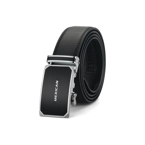 MEXICAN Double Fold Multiple Card Slots Wallet With Automatic Buckle Leather Belts Men's 3.5CM