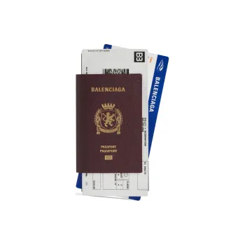Balenciaga Calfskin Passport Holder Men's Deep Red