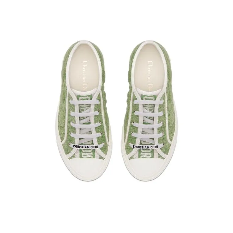 DIOR Walk'N'DIOR Low Top Green Faded Cannage Embroidered Denim Women's-4