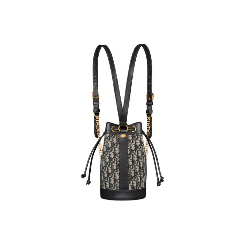 DIOR Oblique Printed Fabric Backpack Trumpets Women's Blue-0