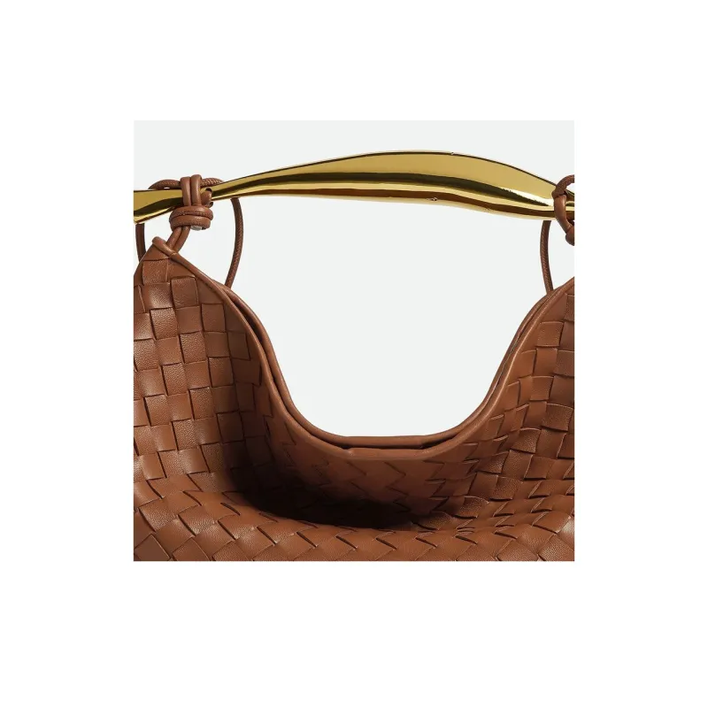 Bottega Veneta SARDINE Lambskin Handbag Medium Size Women's Brown-4
