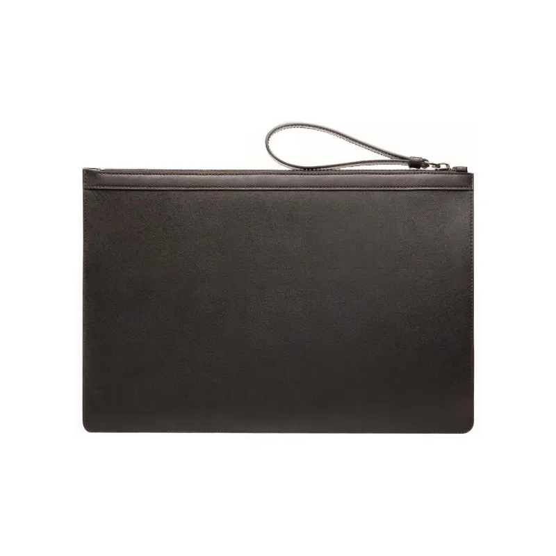 BALLY BOLLIS Cow Leather Clutch Men's Black And White Color Blocking-1