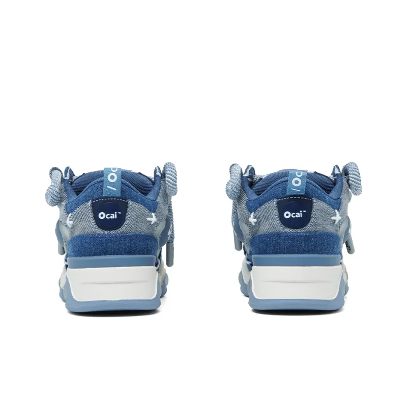 Ocai Cushioning, Abrasion Resistant, Slip Resistant Low Top Skateboard Shoes Unisex Denim Blue-2