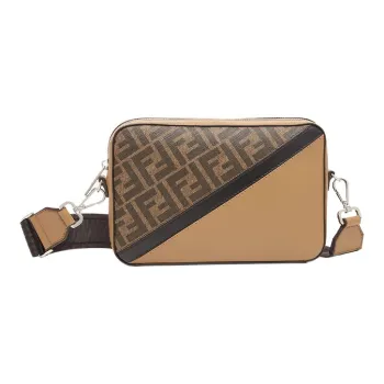 FENDI Leather Camera Bag, Shoulder Bag, Crossbody Bag Trumpets Men's Brown