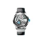 White Case Blue Dial Black Leather