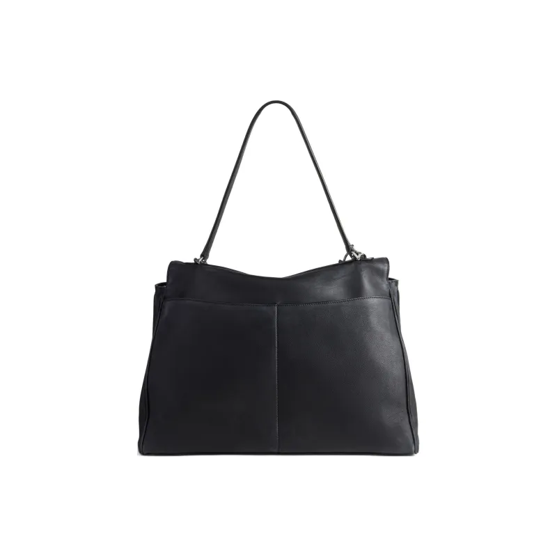 Balenciaga Smooth Calf Leather One Shoulder Handbag Tubas Women's Black-3