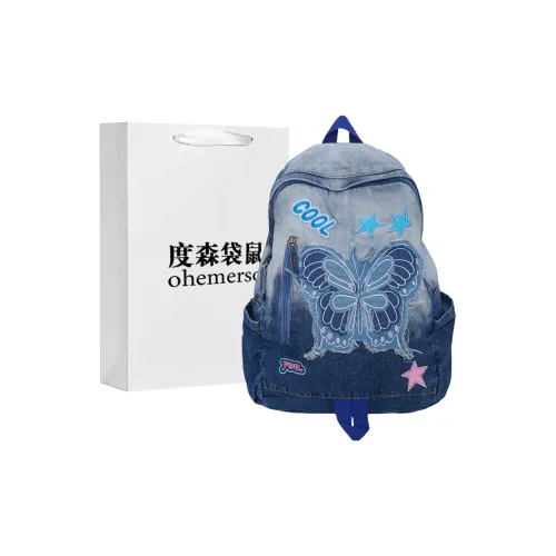 NOMK Nylon Fabric Backpack Regular Unisex Black/Gray/Blue