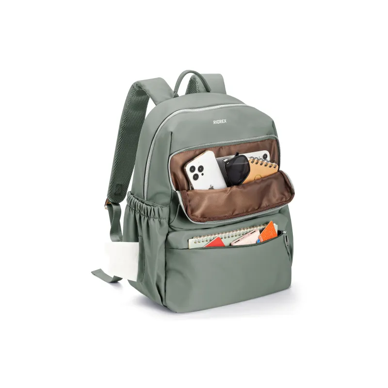 RIOREX Fabric Backpack Travel Bag Laptop Bag Backpack Regular Women's Black/Apricot/Army Green-19