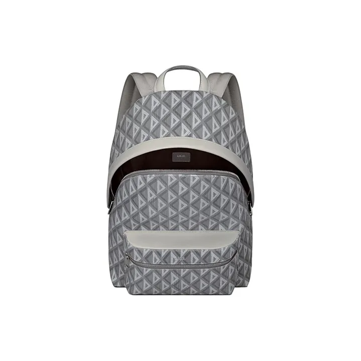 DIOR Canvas Cow Leather Patchwork Backpack Regular Men's Gray-3