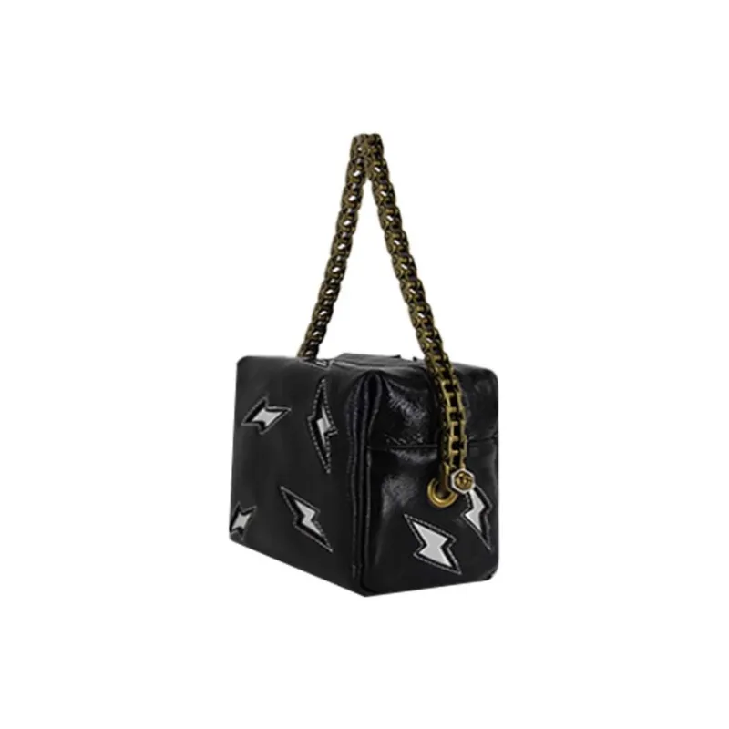 RFACTORY Cow Leather One Shoulder Handbag Trumpets Unisex Black-0