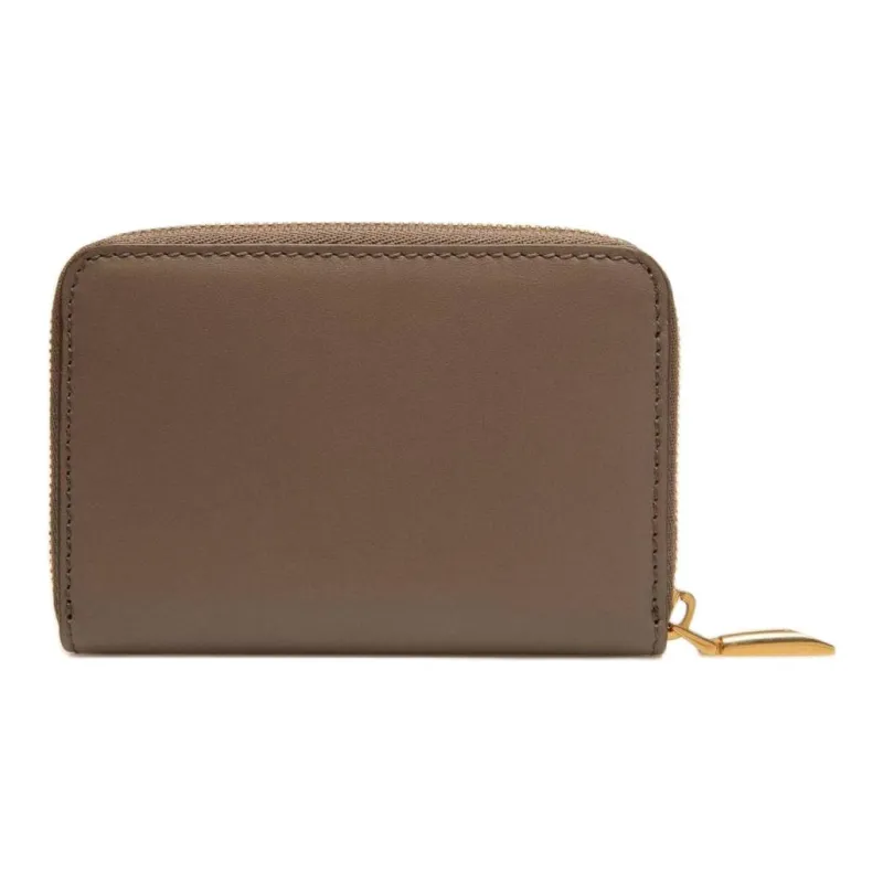 BALLY Emblem Leather Coin Purse Card Holder, Wallet Women's Beige-1