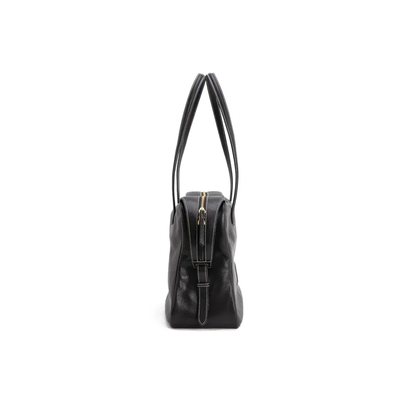 Clos Vegetable Tanned Cow Leather Commute One Shoulder Briefcase Women's Caramel Brown/Apricot/Black-13