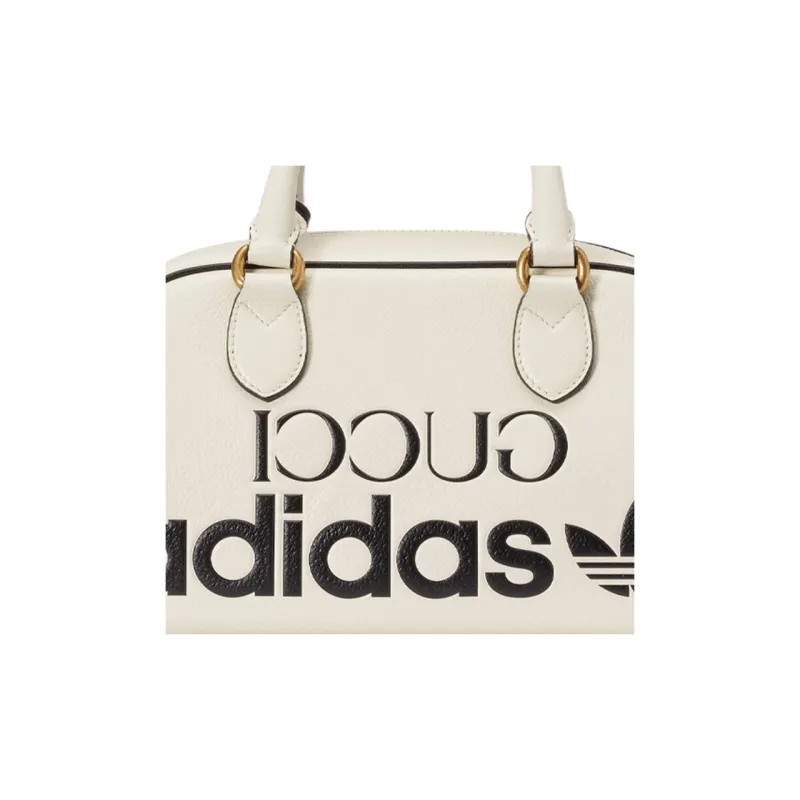 GUCCI Adidas Collaboration Leather Handbag, Shoulder Bag, Travel Bag Mini Men's White-7