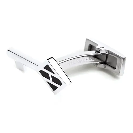 HERMES Metal Palladium-Plated Cufflinks Men's Black-1