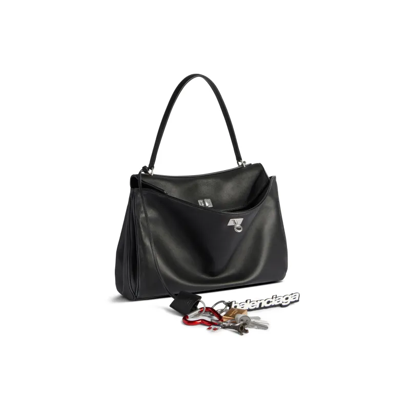 Balenciaga Smooth Calf Leather One Shoulder Handbag Medium Size Women's Black-1
