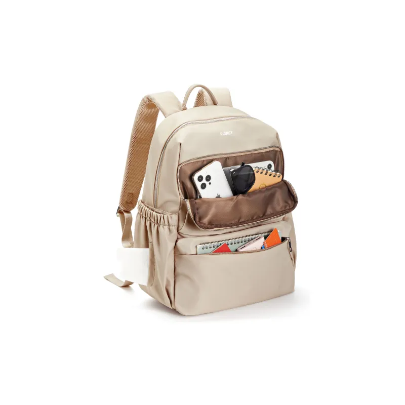 RIOREX Fabric Backpack Travel Bag Laptop Bag Backpack Regular Women's Black/Apricot/Army Green-12