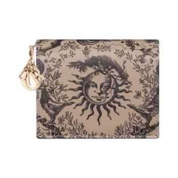 DIOR Lady Dior Calfskin Wallet Mini Women's Beige