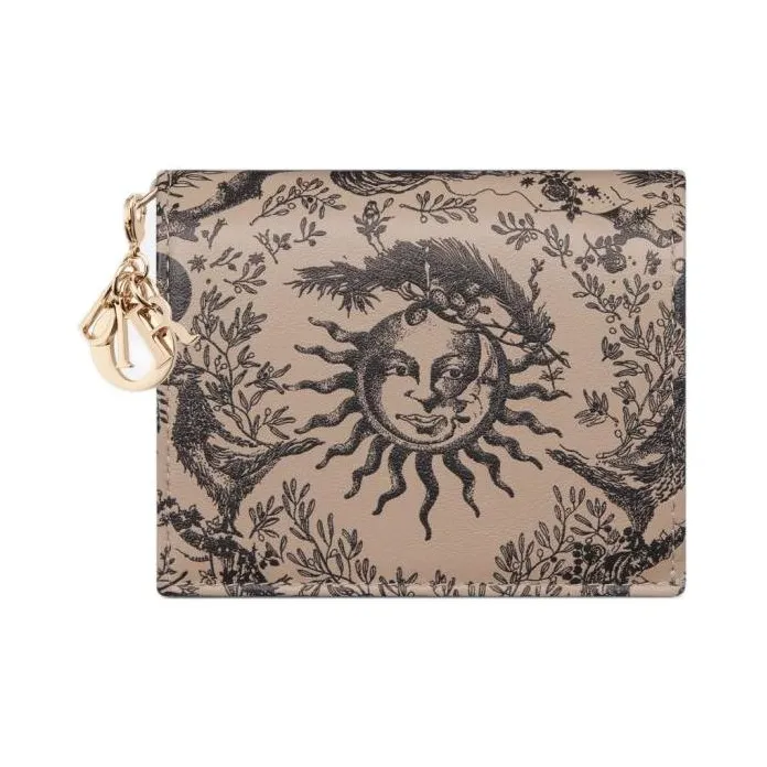 DIOR Lady Dior Calfskin Wallet Mini Women's Beige-0