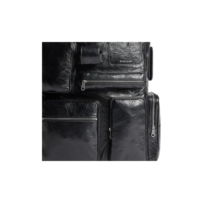 Balenciaga Superbusy Lambskin Tote Bag, Shopping Bag, Handbag Men's Black-4