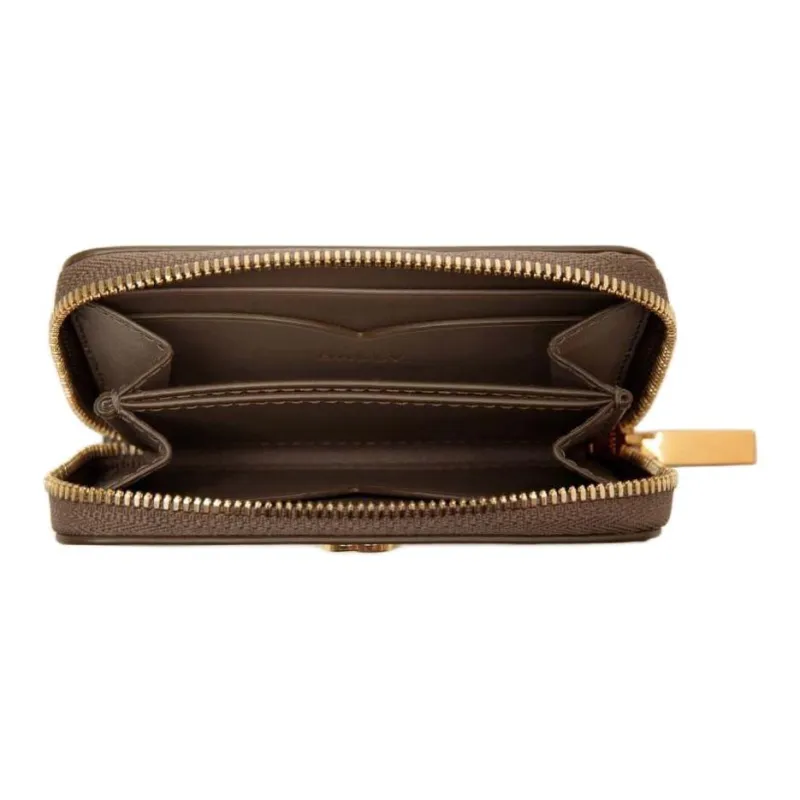 BALLY Emblem Leather Coin Purse Card Holder, Wallet Women's Beige-2