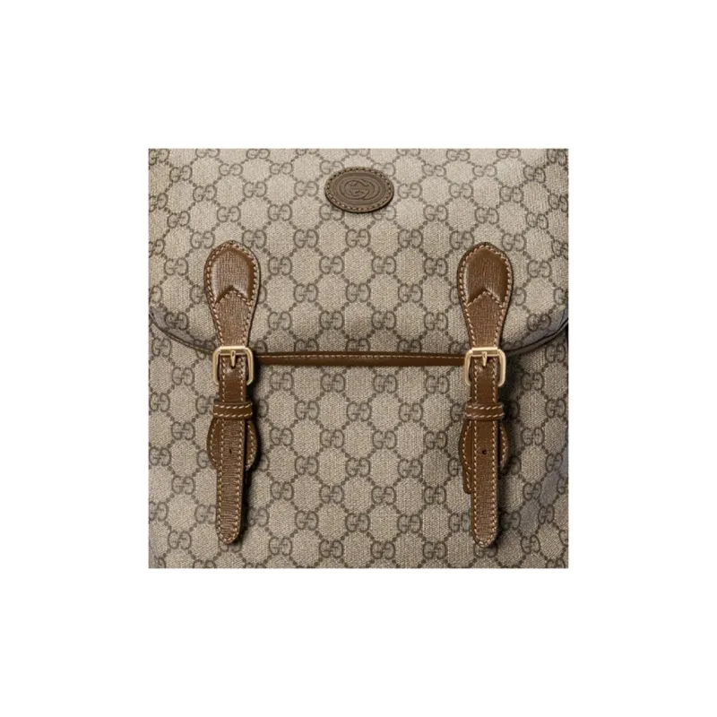 GUCCI Canvas With Leather Backpack Regular Men's Brown/Ebony-6
