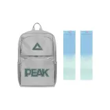 Silver Backpack with Blue and White Cooling Arm Sleeves