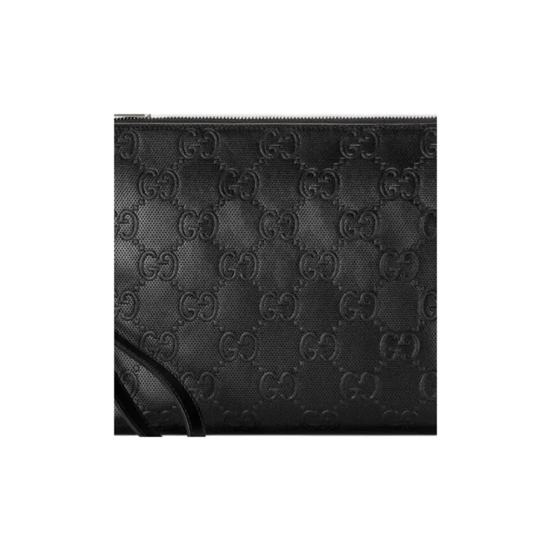 GUCCI Leather Messenger Bag Clutches Medium Size Men's Black-7