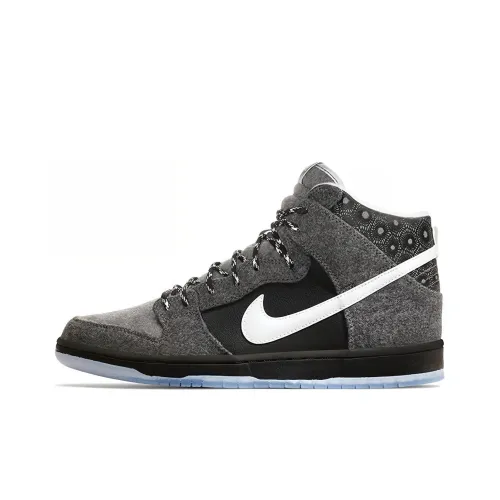 Nike Dunk SB Skateboard Shoes Unisex High-Top Deep Black/White/Light Graphite