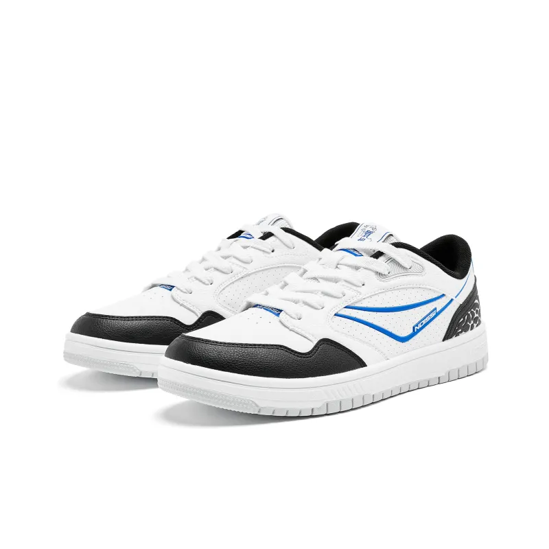 QIAODAN Wear Resistant Balance Low Top Skateboard Shoes Men's White Black-2