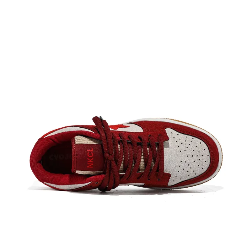 CVOJOO Gift Box Set Wear Resistant Low Top Skateboard Shoes Unisex Burgundy-2