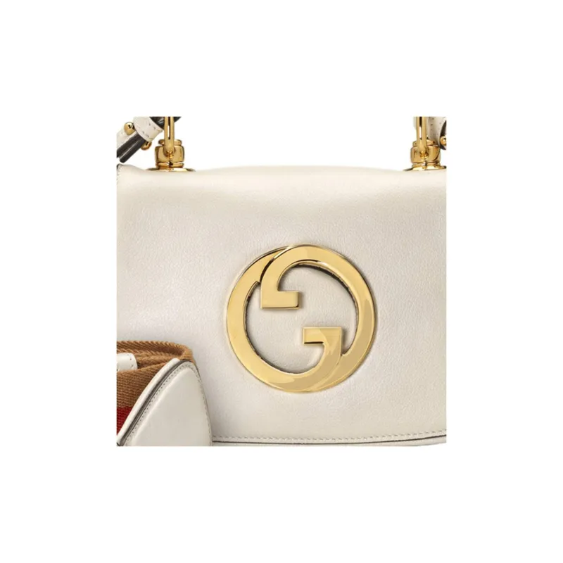 GUCCI Blondie Leather Shoulder Bag Crossbody Bag Handbag Mini Women's White-8
