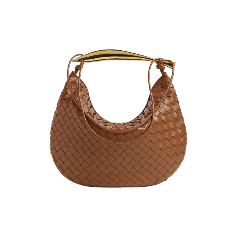 Bottega Veneta SARDINE Lambskin Handbag Medium Size Women's Brown-2