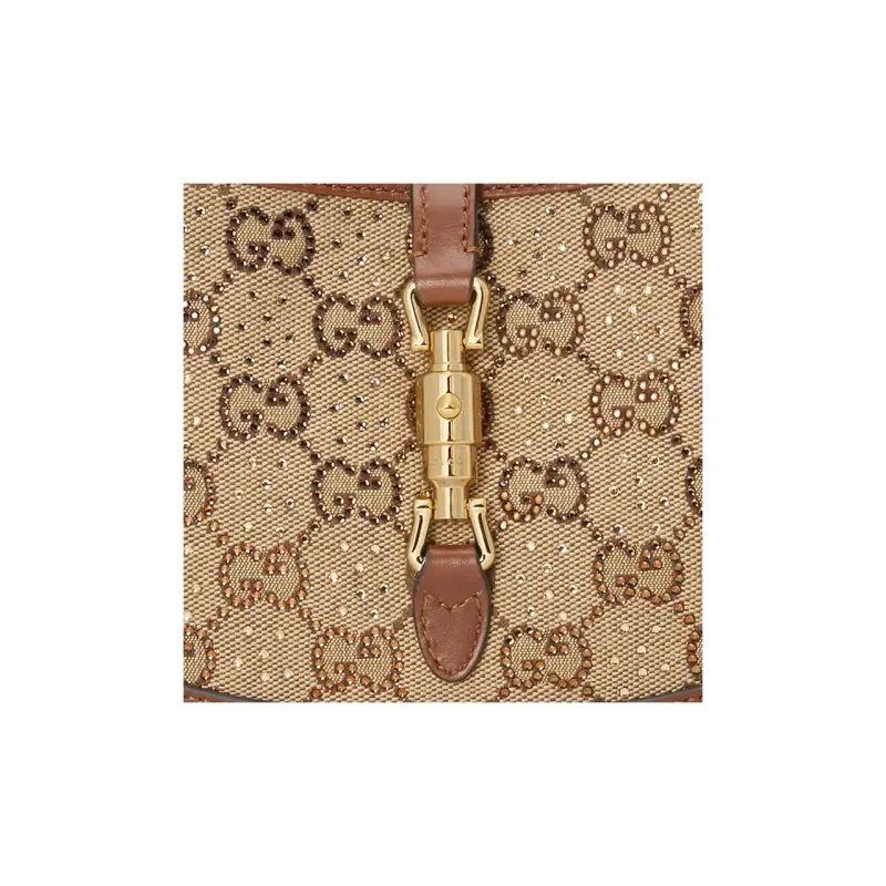 GUCCI Jackie 1961 Canvas With Leather Crescent Shoulder Bag Shoulder Bag Mini Women's Ebony-7