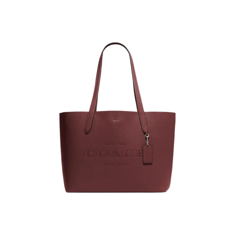 COACH Pebbled Leather Tote Bag, Shopping Bag, Handbag, Shoulder Bag Women's Dark Red-0