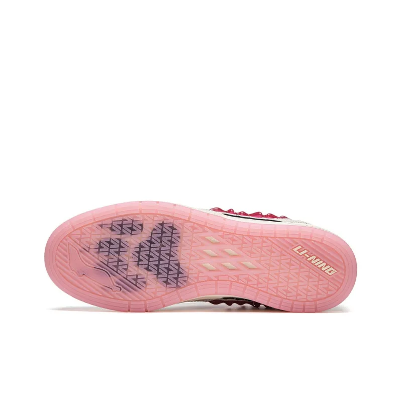 LiNing Wave Pro Cushioning Wear-Resistant Low-Top Skateboard Shoes Unisex Ecru/Fifi Pink-6