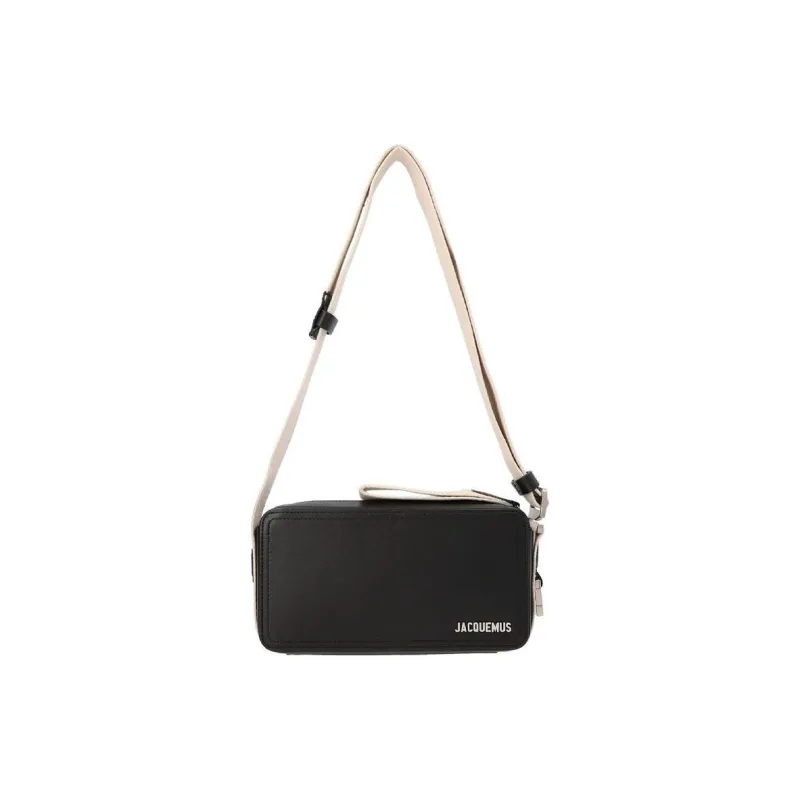 Jacquemus Cow Leather Shoulder Bag Crossbody Bag Men's Black-3
