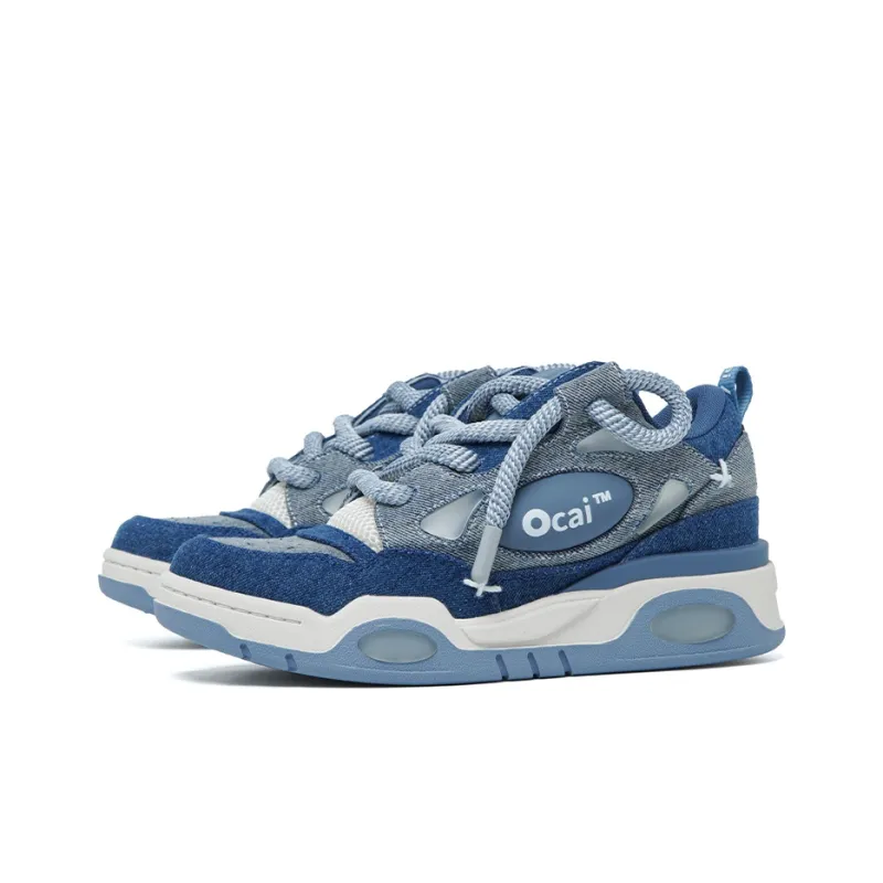 Ocai Cushioning, Abrasion Resistant, Slip Resistant Low Top Skateboard Shoes Unisex Denim Blue-1