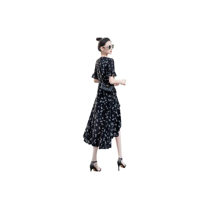 Cypress House Short Sleeved Dress Women's Black With White Cherry-1