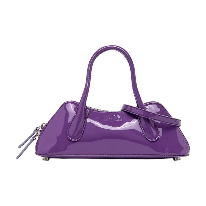 Blumarine Patent Leather Shoulder Bag Crossbody Bag Handbag Mini Women's Purple-0