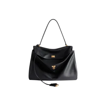 Balenciaga Smooth Cow Leather Handbag Large Size Women's Black