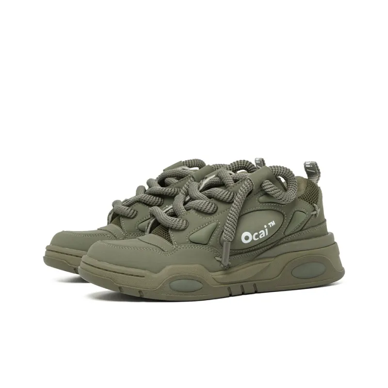 Ocai Low Top Skateboard Shoes Unisex Olive Green-1