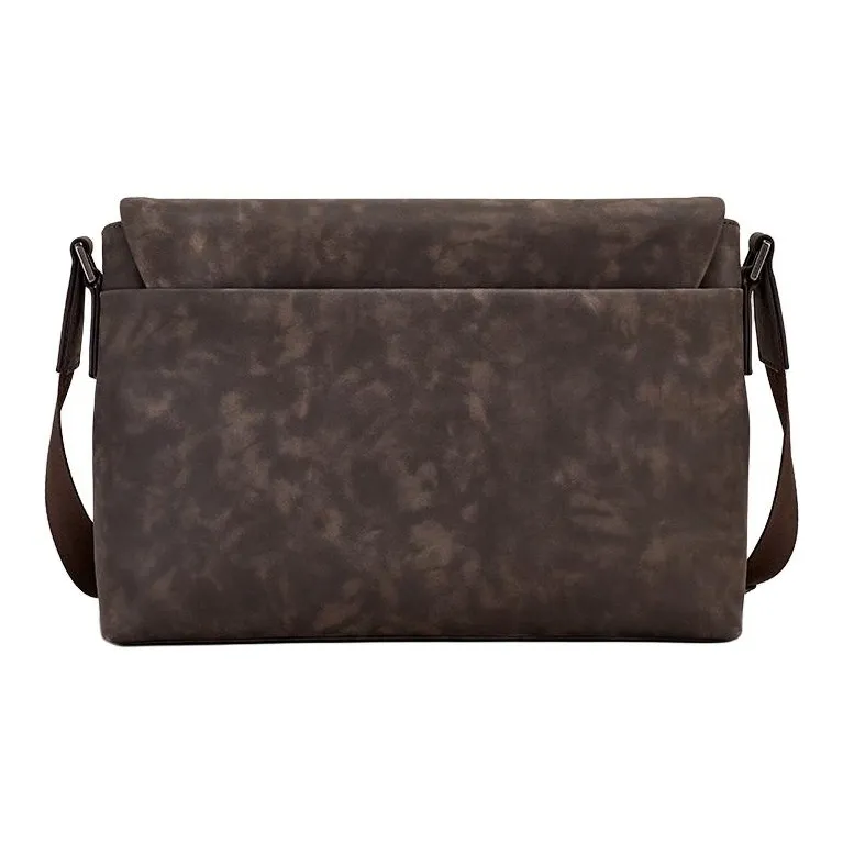 Hush Puppies Star Series Matte Two Tone Top Grain Cow Leather Messenger Bag, Shoulder Bag Medium Size Men's Dark Brown-1
